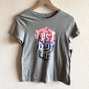 Nike NWT little girls shirt gray just do it